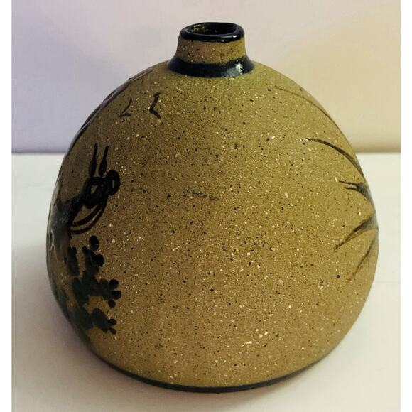 Vintage Tonala Mexican Pottery Folk Art Mother&Child Donkey Star Signed Bud Vase - Picture 2 of 7